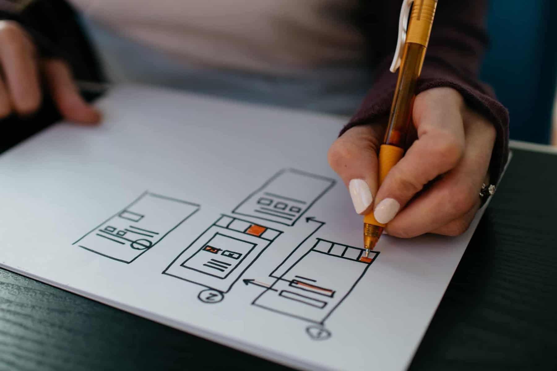 wireframe-in-web-design-woman-making-wireframe-on-paper