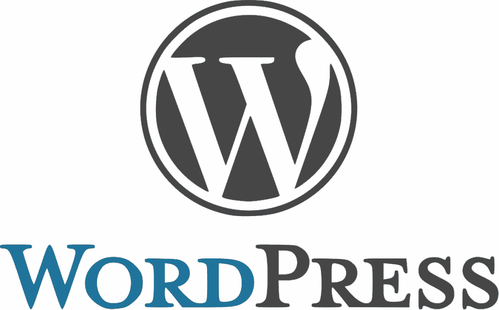 The WordPress logo features a stylized "W" inside a circle, with the word "WordPress" in blue and black lettering below—an iconic symbol among website builders. - Clio Websites | Top Canadian Web Design Company