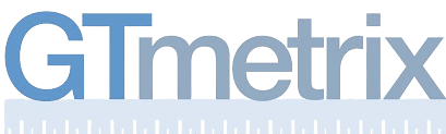 The GTmetrix logo features "GT" in blue and "metrix" in gray, elegantly placed above a stylized ruler graphic, reminiscent of precision measurements often required in a medical clinic theme. - Clio Websites | Top Canadian Web Design Company