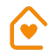 An orange icon of a house with an open outline features a centrally positioned heart, evoking home and warmth. Perfect for the testimonials section, it symbolizes heartfelt customer feedback and reviews that highlight a cozy, inviting experience. - 极速168体彩赛车号码历史结果预测-一分钟查询全历史记录查询-极速汽车168官网记录
