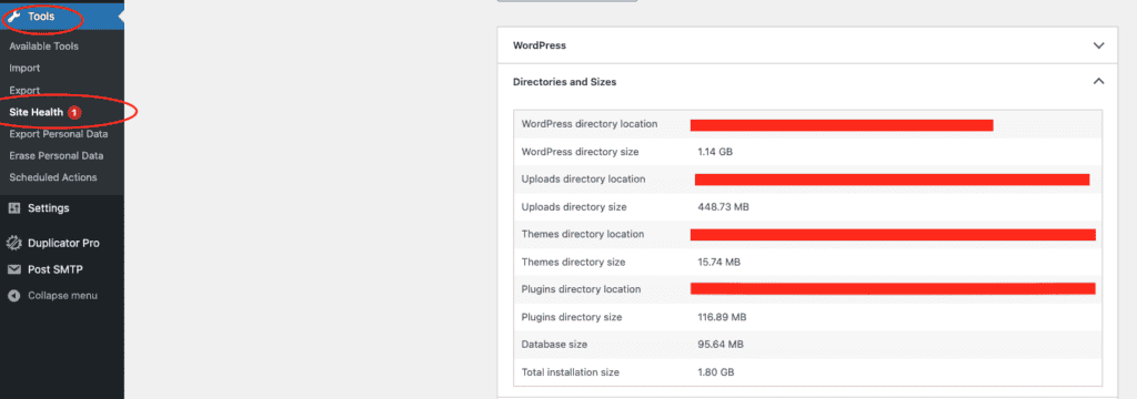 website size