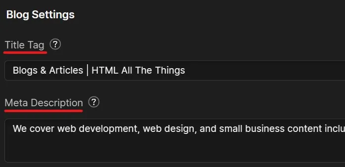 Blog page settings on Webflow