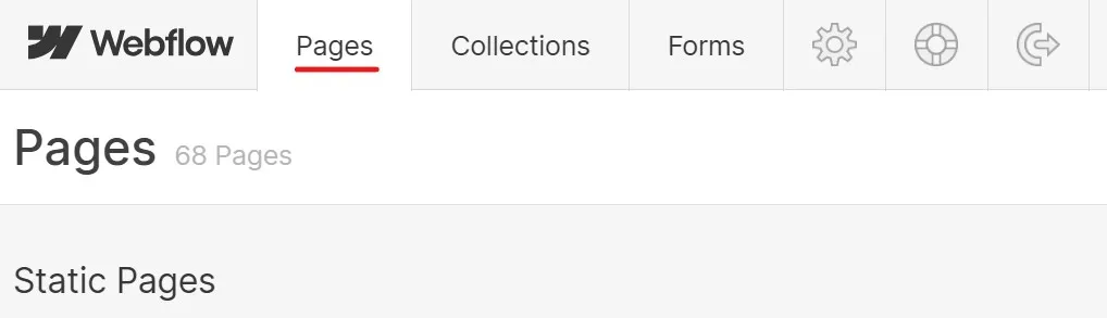 Webflow Editor pages menu