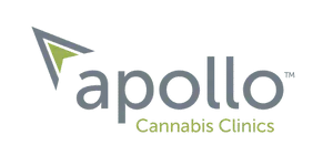 The Apollo Cosmetic Clinics logo showcases a stylized letter "A" with a triangle element, elegantly incorporating purple and yellow-green hues on a green background, reflecting modern medical website design aesthetics. - Clio Websites | Top Canadian Web Design Company
