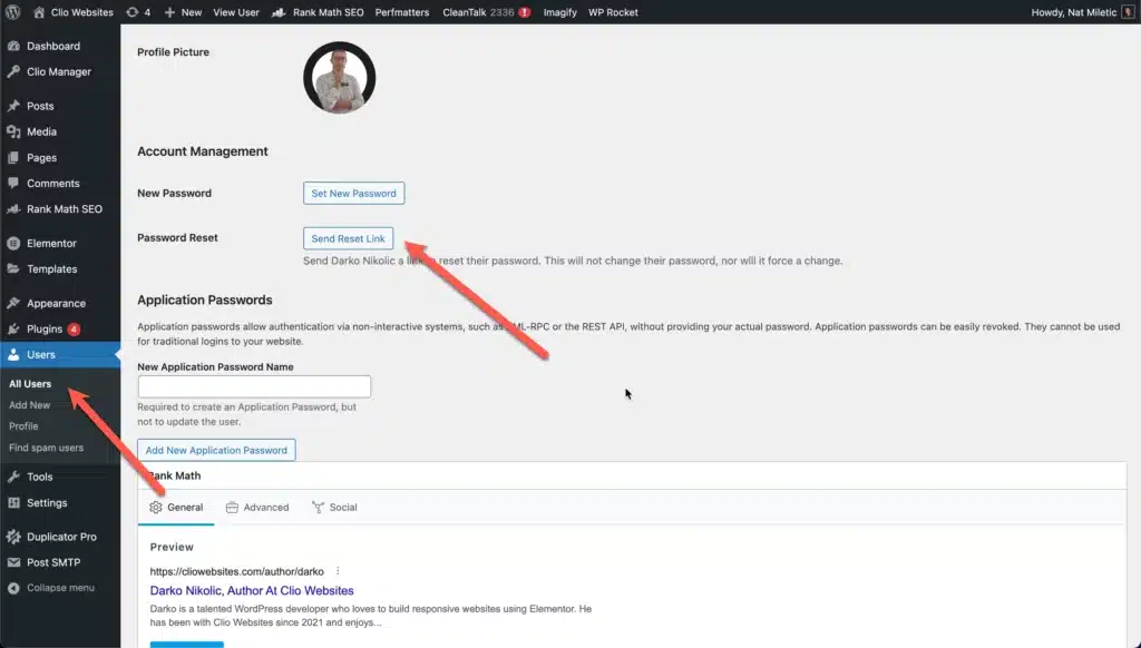 users-profile-wordpress-screenshot-clio-websites