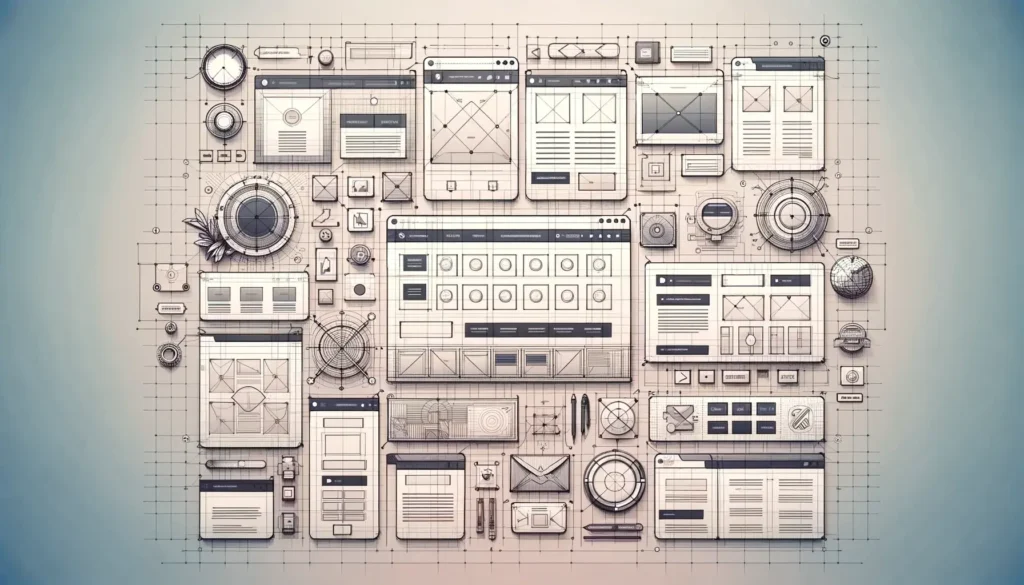 Wireframes in Web Design - illustration of wireframes